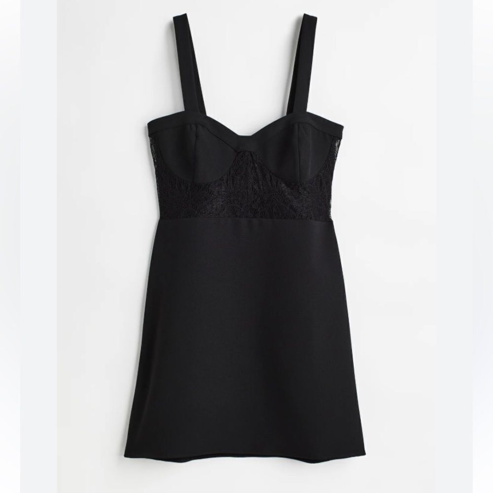 NWT H&M lace detail black mini dress